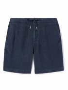 Mr P. - Straight-Leg Linen Drawstring Bermuda Shorts - Blue