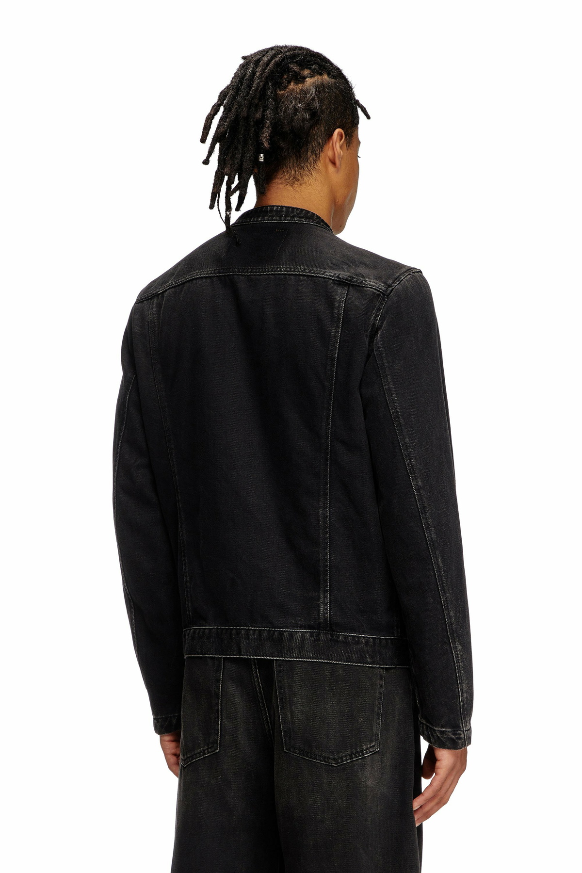 Diesel Moto jacket in clean-wash denim - Denim Jackets Mens in Black