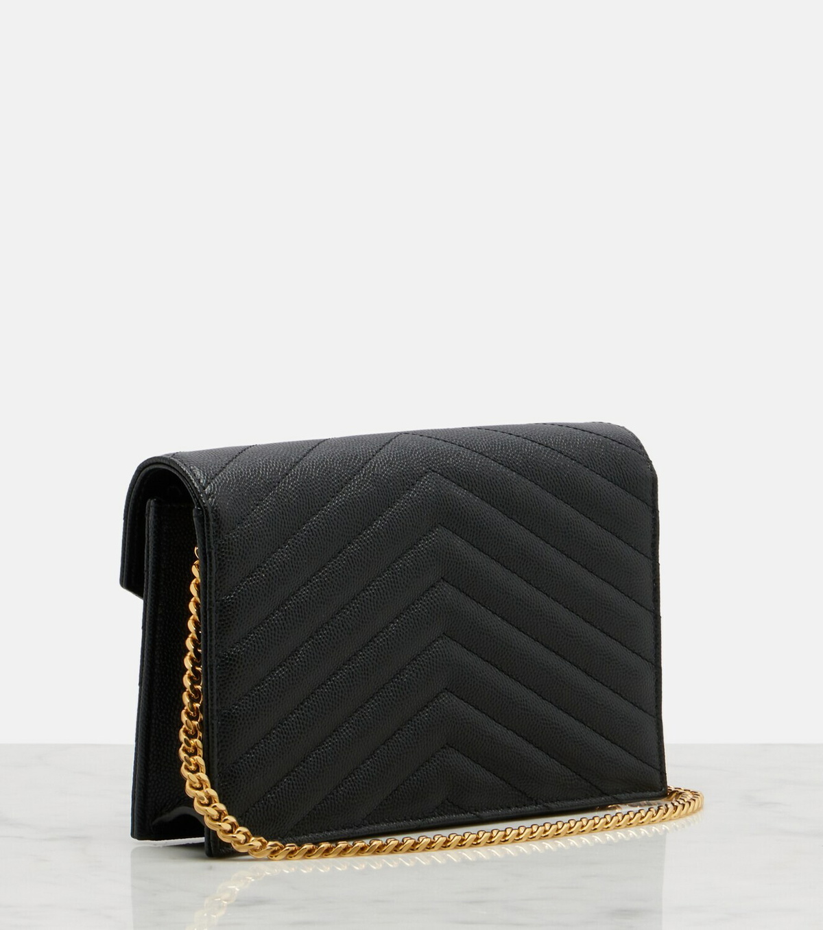 Saint Laurent Cassandre leather wallet on chain