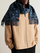 LOEWE - Anagram Logo-Appliquéd Fringed Logo-Print Knitted Scarf