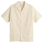 Portuguese Flannel Men's Duke Embroidered Vacation Shirt in Ecru