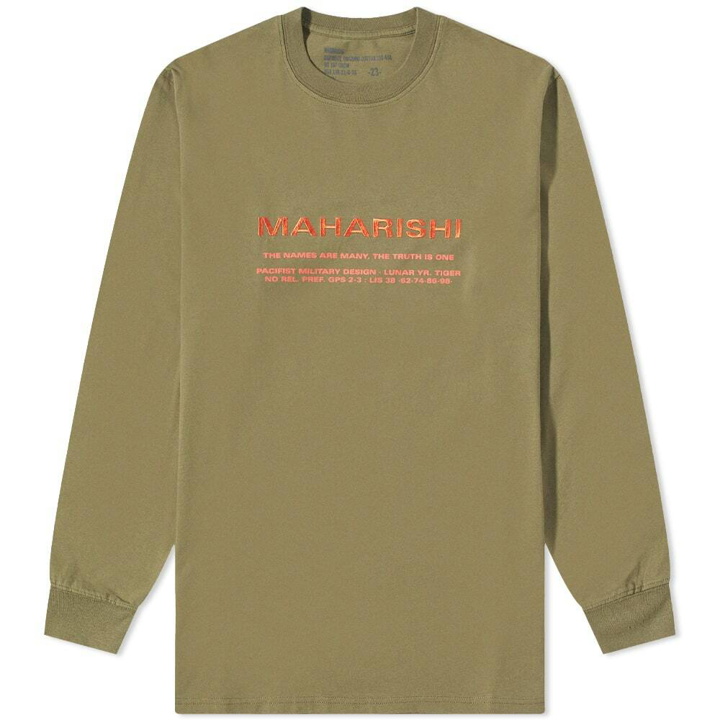 Photo: Maharishi Men's Long Sleeve MILTYPE Logo T-Shirt in Olive