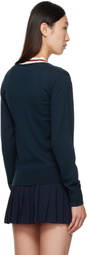 Sporty & Rich Navy 'SRC' Minimalist V-Neck Sweater