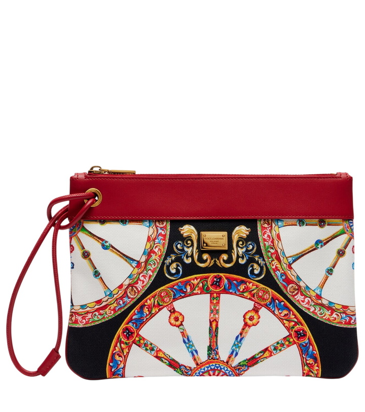 Photo: Dolce&Gabbana Small printed leather-trimmed canvas pouch