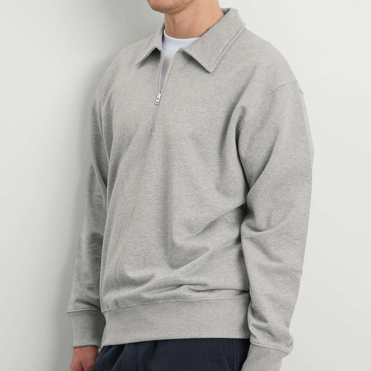 Norse Projects Men's Norse Standard Half Zip Sweatshirt in Grey Melange