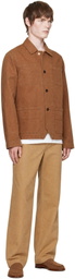 Drake's Brown Canvas Mitred Chore Jacket