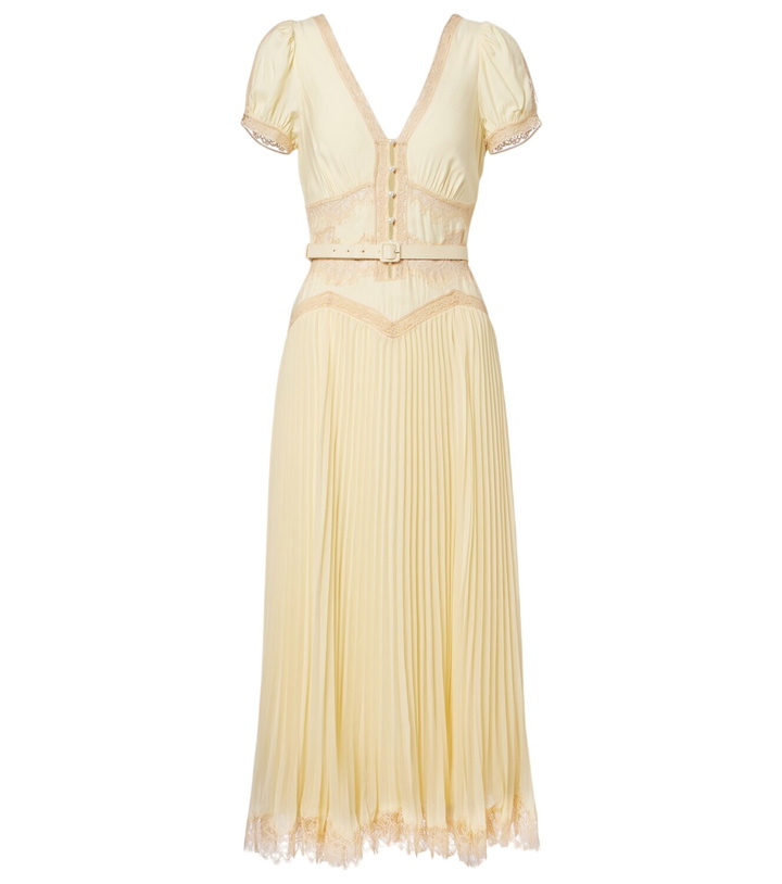 Photo: Self-Portrait Lace-trimmed pleated midi dress