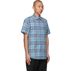 Burberry Blue Poplin Check Short Sleeve Shirt