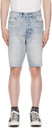 Ksubi Blue Wolf Short Vapour Trashed Denim Shorts