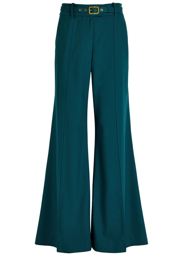 Photo: Zimmermann Rebellion Belted Stretch-wool Trousers Teal