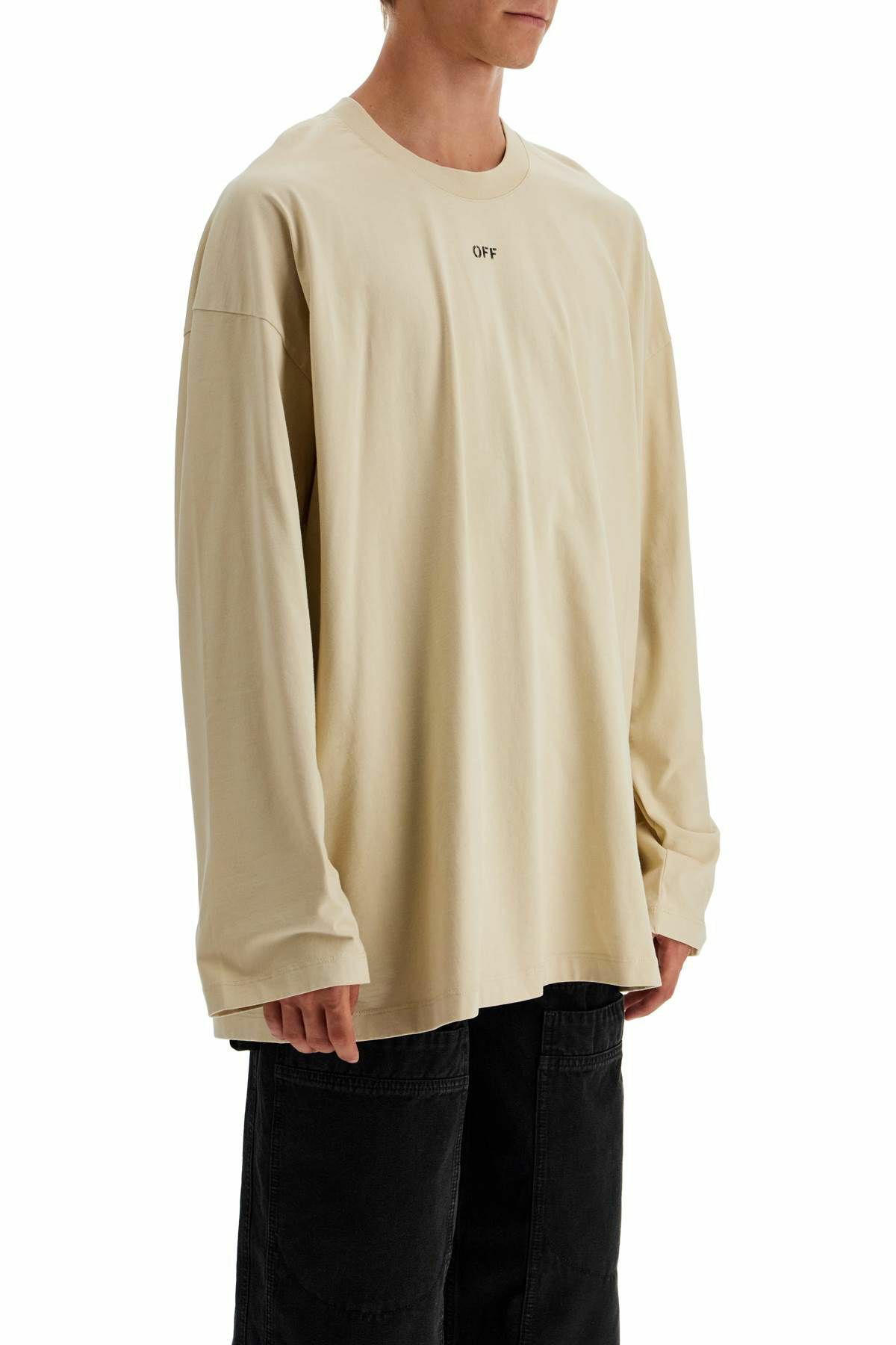OFF-WHITE long sleeve oversized t-shirt for Beige Off-White