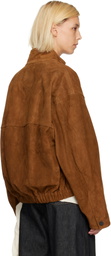 LE17SEPTEMBRE Tan Funnel Neck Suede Jacket