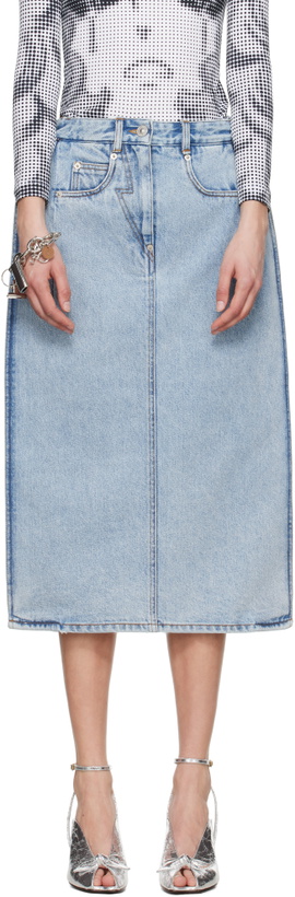 Photo: Pushbutton Blue Back Panty Square Denim Midi Skirt