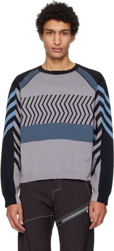 Photo: Kiko Kostadinov Gray & Black Gizi Panelled Sweater