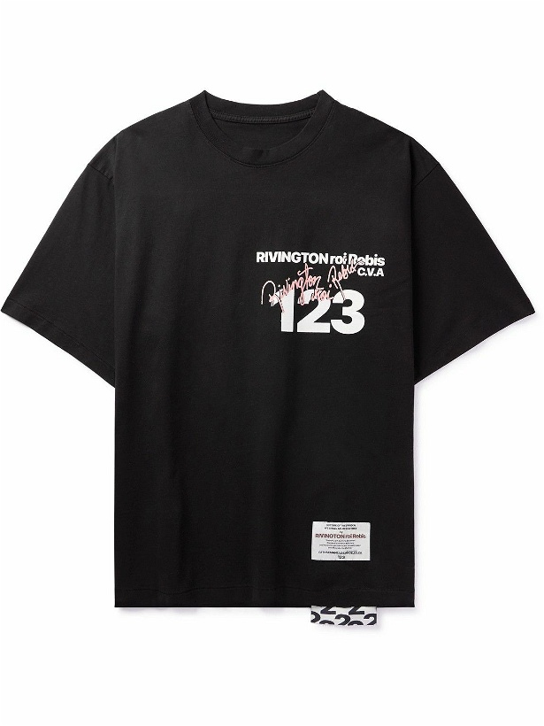 Photo: RRR123 - C.V.A. NYC Logo-Print Appliquéd Cotton-Jersey T-Shirt - Black