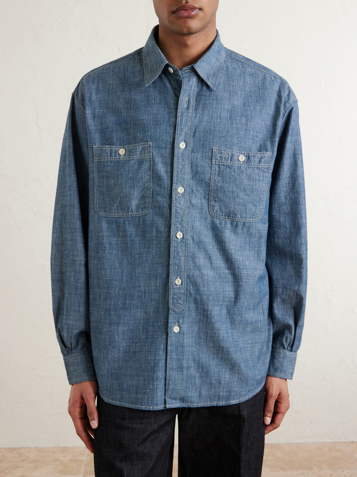 FrizmWORKS - Kuroki Cotton-Chambray Shirt - Blue