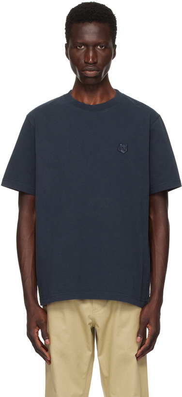 Photo: Maison Kitsuné Navy Bold Fox Head T-Shirt