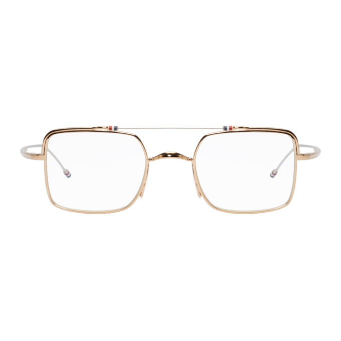 【送料&関税込】Thom Browne Tb-909 Glasses - Unisex Thom Browne Gold TB-909 Glasses Thom Browne