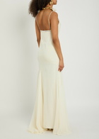 DE LA Vali Dia Embroidered Appliquéd Silk Maxi Dress Ivory