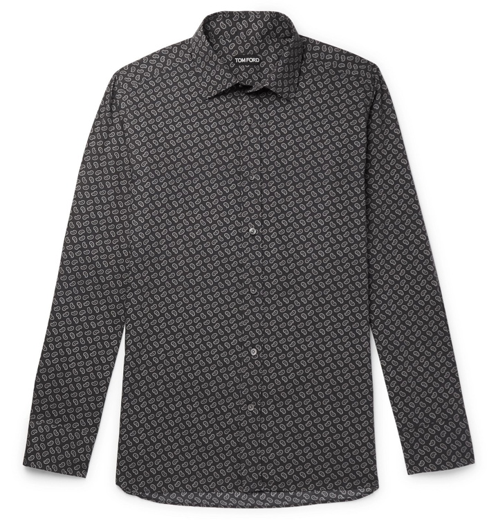 Photo: TOM FORD - Paisley-Print Cotton and Lyocell-Blend Shirt - Gray