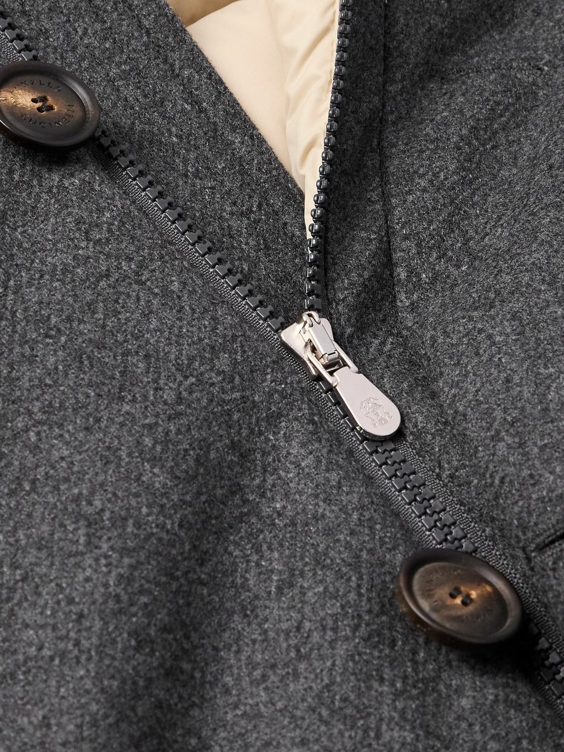 Brunello Cucinelli - Wool-Blend Padded Down Hooded Parka - Gray