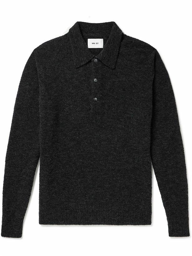 Photo: NN07 - Alfie 6531 Bouclé-Knit Wool-Blend Polo Shirt - Black