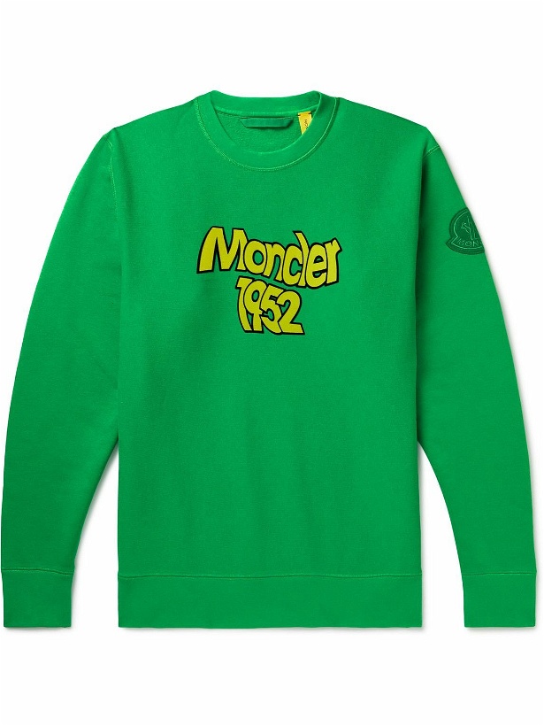 Photo: Moncler Genius - 2 Moncler 1952 Logo-Flocked Cotton-Jersey Sweatshirt - Green