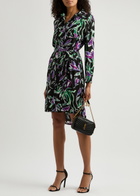 Diane Von Furstenberg Prita Printed Crepe Shirt Dress Black