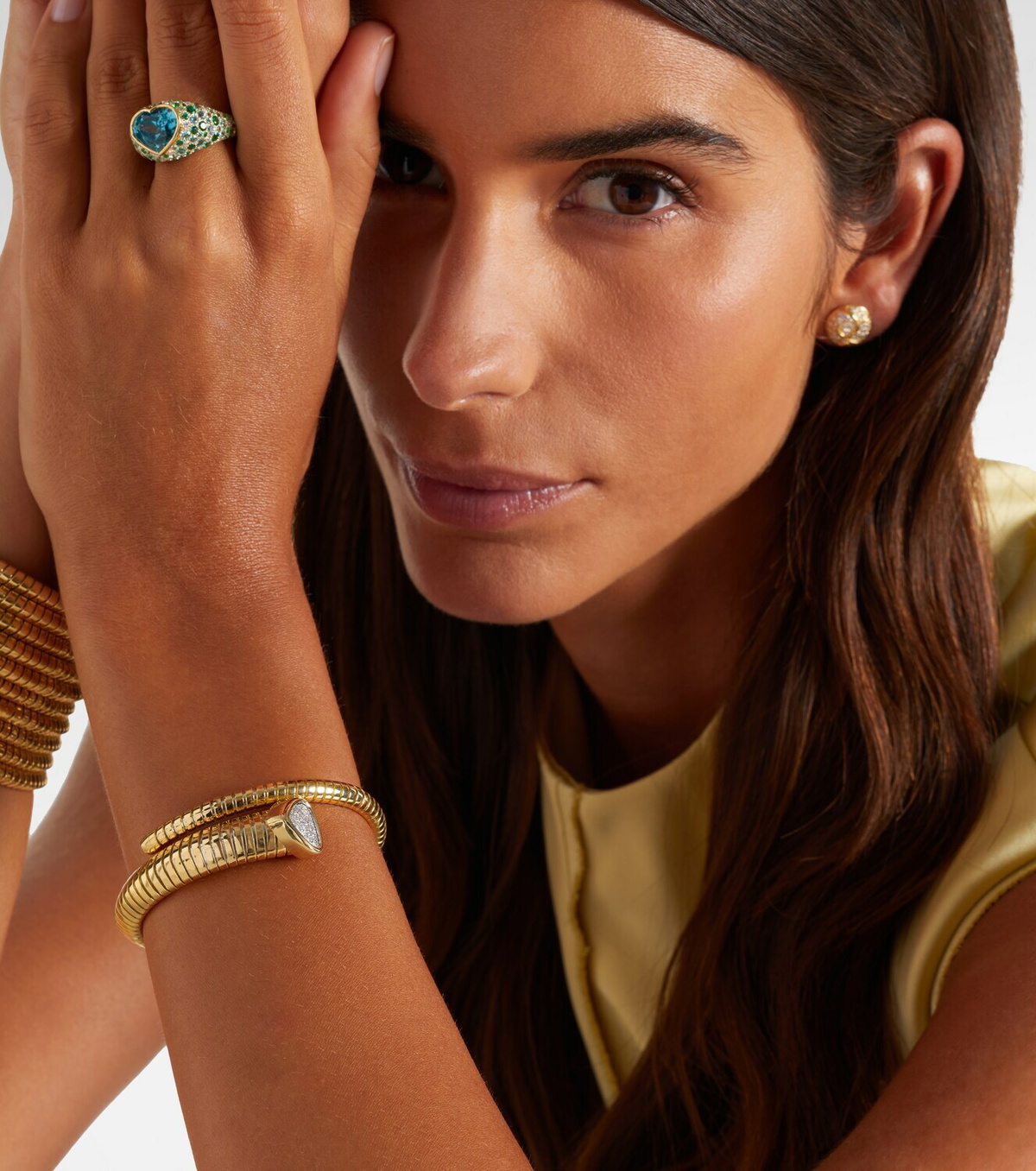 Marina B Trisola Trumpet 18kt gold bangle with diamonds