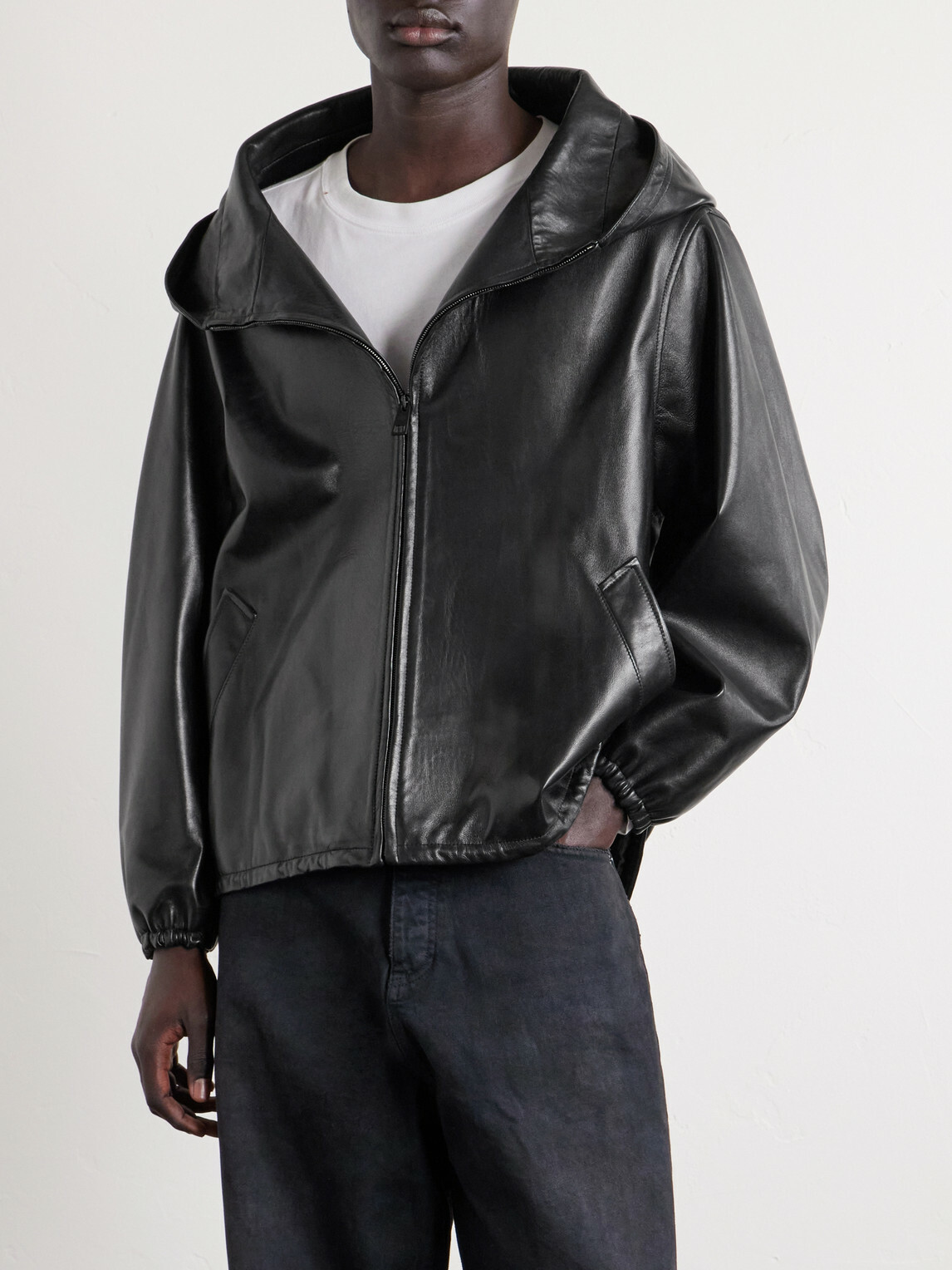 Balenciaga - Hooded Leather Jacket - Black
