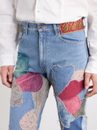 KAPITAL - Rat Flared Patchwork Frayed Jeans - Blue