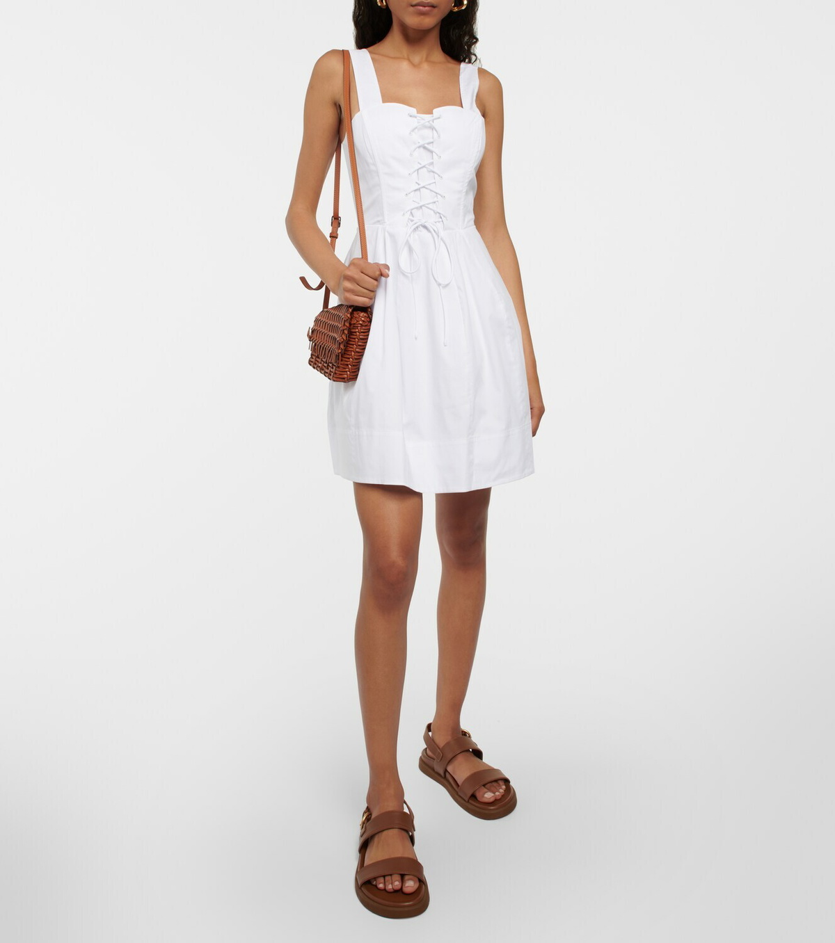 Staud Lace-up cotton minidress Staud Staud Lace-up cotton minidress Staud