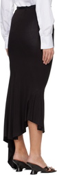 AARON ESH Black Jersey & Satin Fishtail Midi Skirt