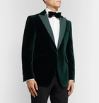 Favourbrook - Brown Slim-Fit Faille-Trimmed Cotton-Velvet Tuxedo Jacket - Green