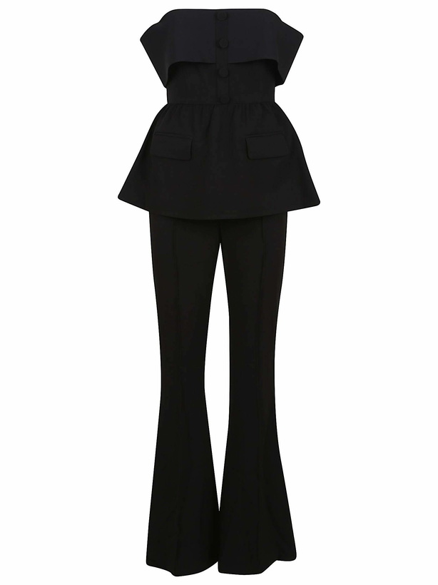 Photo: self-portrait Black Crepe Off Shoulder Jumpsuit