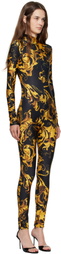Versace Jeans Couture Black & Gold Barocco Porcelain Jumpsuit
