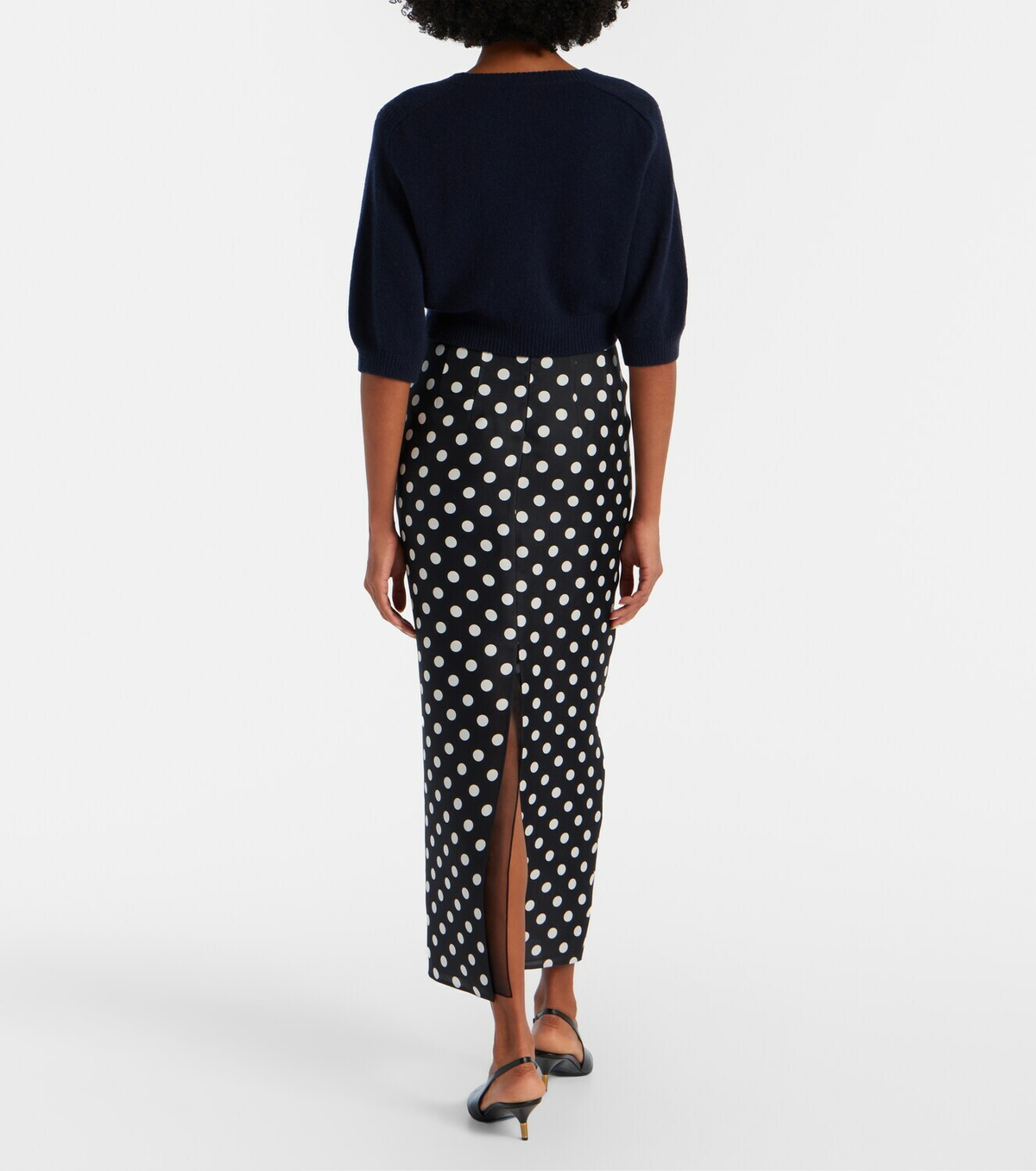 Khaite Winton polka-dot high-rise silk maxi skirt