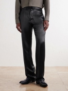 TOM FORD - Straight-Leg Pinstriped Satin Suit Trousers - Black