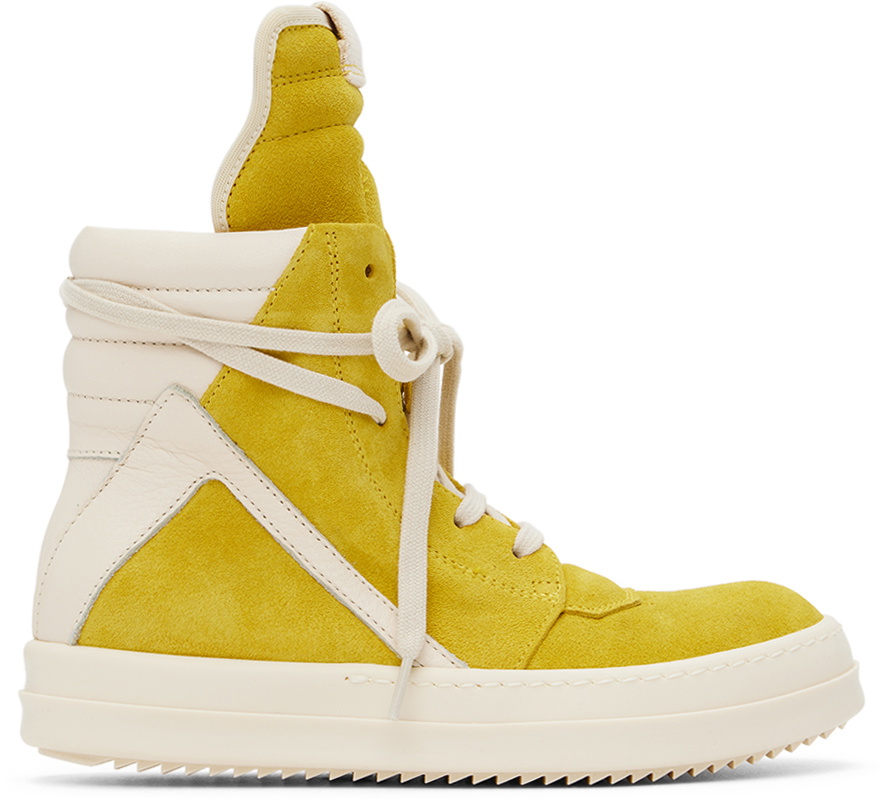 Rick Owens Kids Yellow & Off-White Geobasket Sneakers Rick Owens
