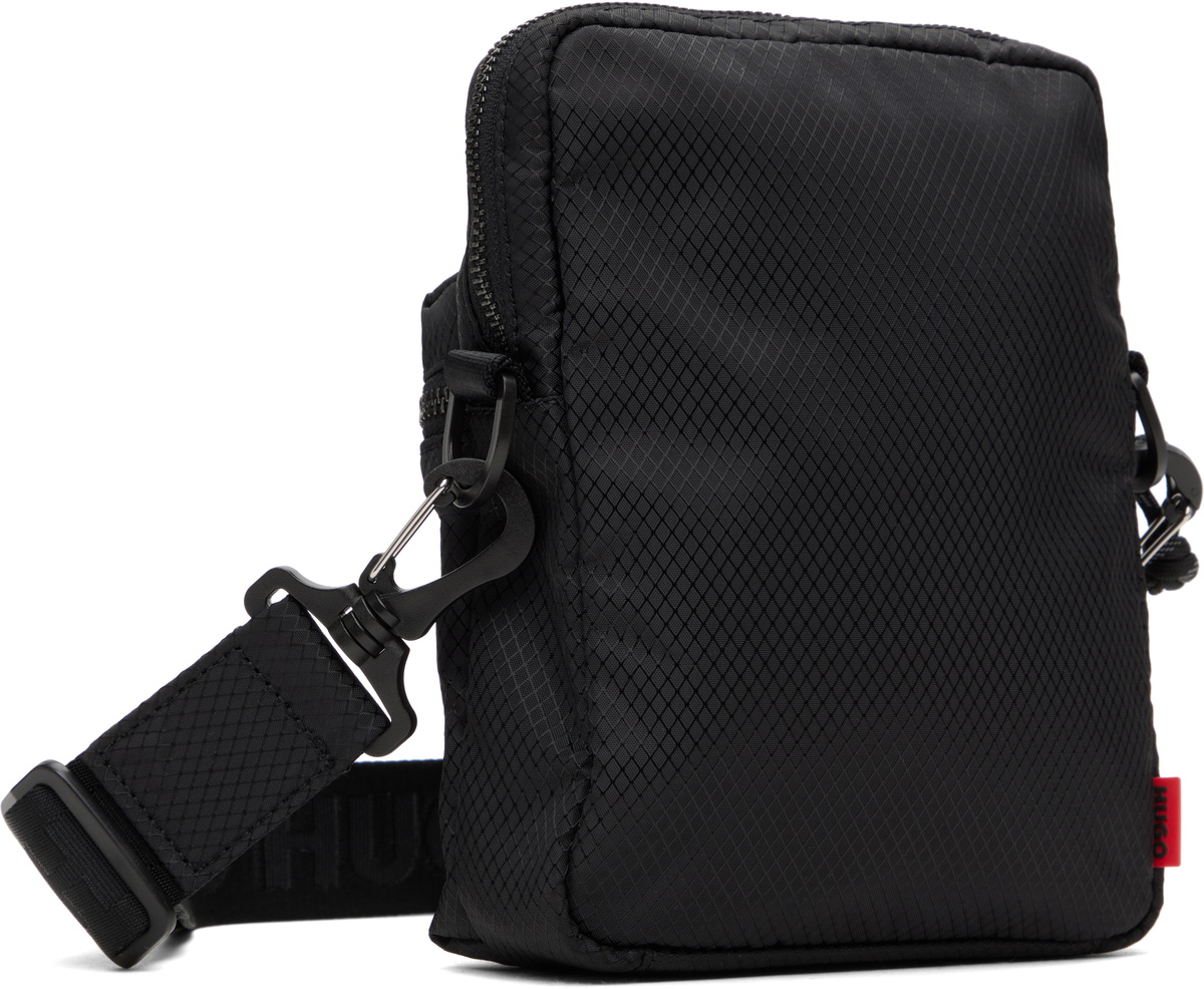 Hugo Black Stacked Logo Reporter Bag
