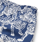 YMC - Wide-Leg Mid-Length Printed Swim Shorts - Indigo