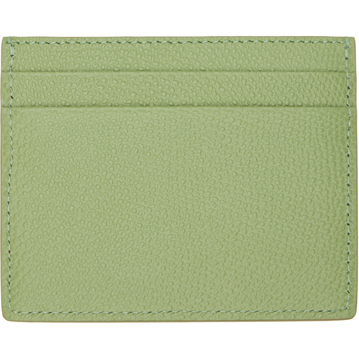 Valentino Garavani Green VLogo Signature Grainy Calfskin Card Holder