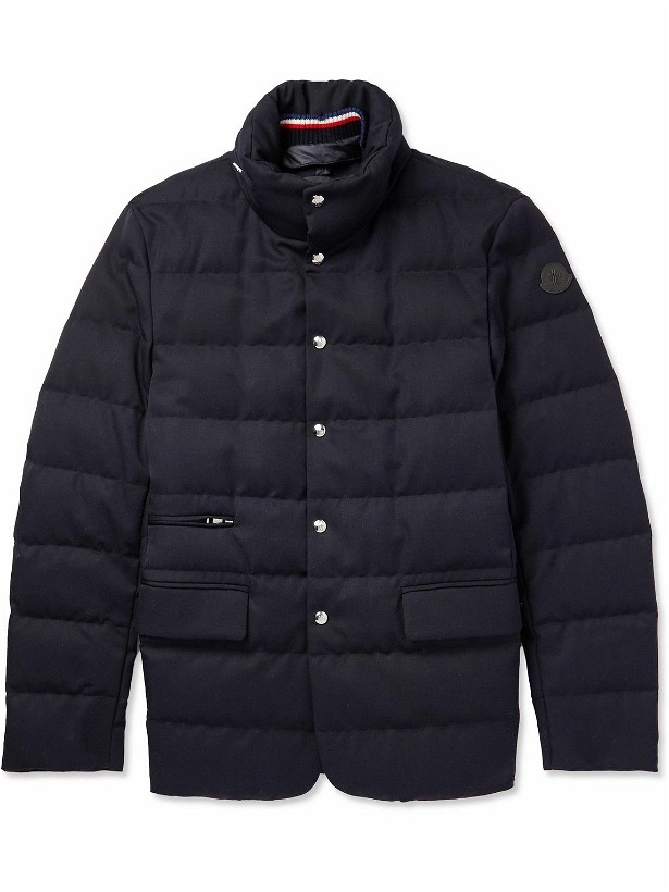 Photo: Moncler - Bess Convertible Nylon-Trimmed Quilted Wool Down Jacket - Blue