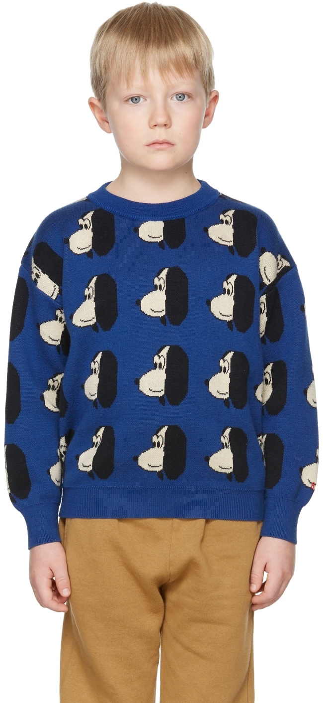 Bobo Choses Pickles The Dog all over sweatshirt, Prussian Blue