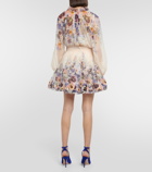 Zimmermann - Tama floral linen and silk miniskirt