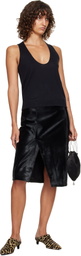 Loulou de Saison Black Myra Asymmetrical Pony-Effect Leather Midi Skirt