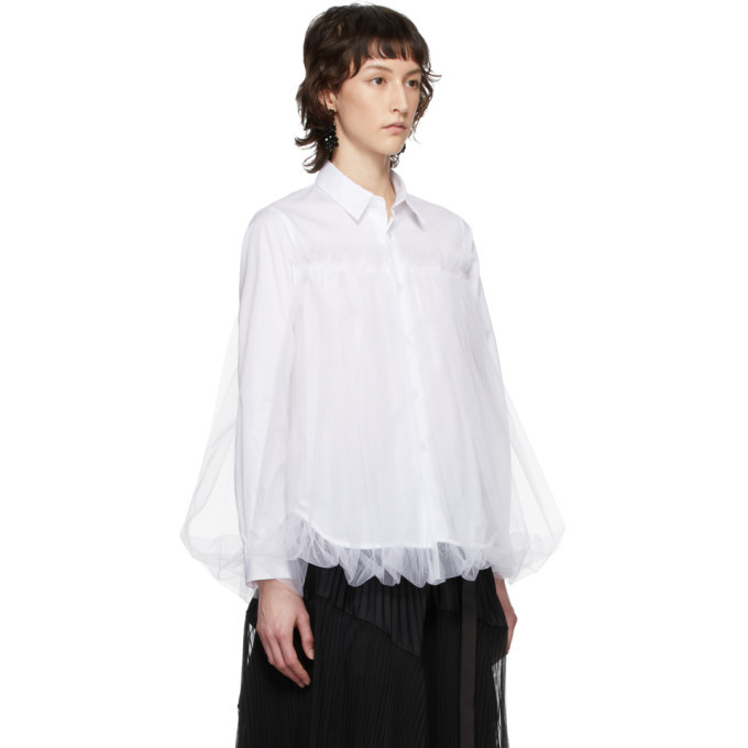 Noir Kei Ninomiya White Tulle Overlay Shirt Noir Kei Ninomiya