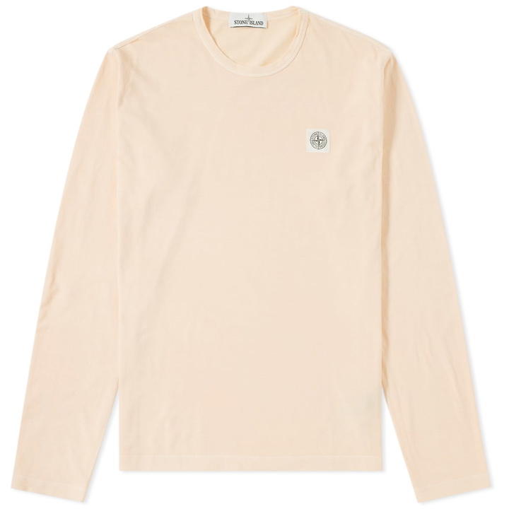 Photo: Stone Island Long Sleeve Garment Dyed Fissato Effect Slim Tee Pink