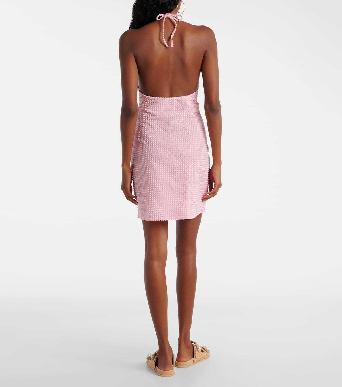 Hunza G Gingham halterneck seersucker minidress
