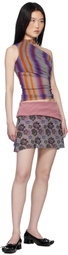 Paula Canovas Del Vas Grey & Purple Mesh Mini Skirt